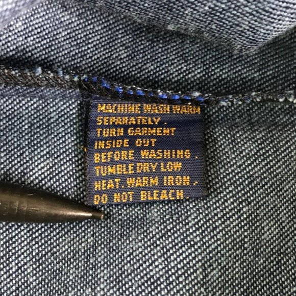 Vintage Gloria Vanderbilt 7 Denim Shirt Off Center Button Front Long Sleeve Blue - Picture 7 of 9